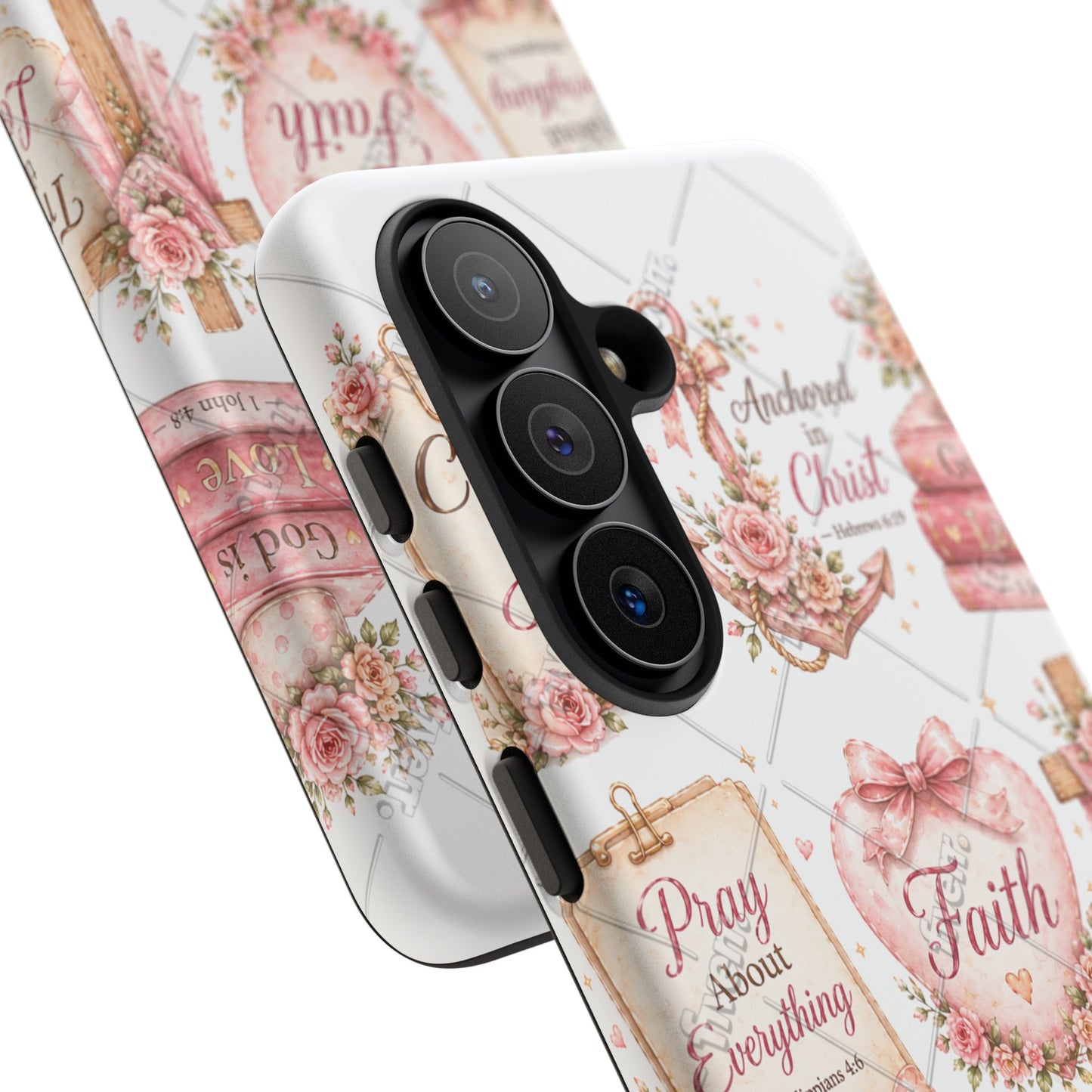 Faith Floral Phone Case – Christian Inspirational Scripture iPhone Cover (Choose Joy, Pray, Faith)