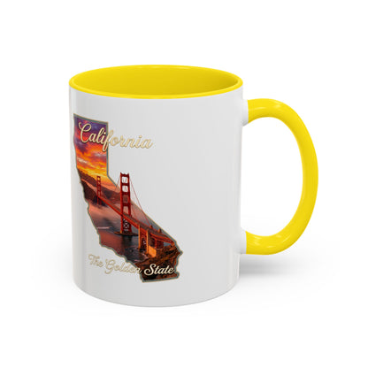 California State Shape Accent Mug – Golden Gate Sunset Coffee Cup (11/15oz)