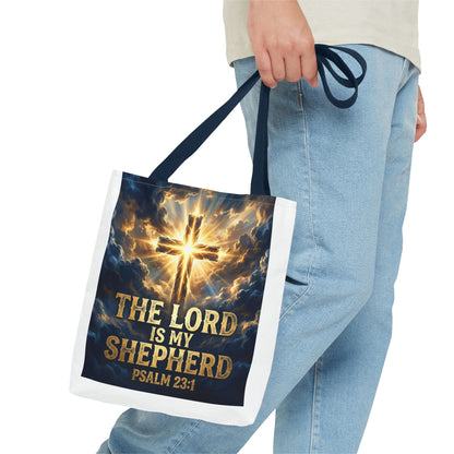 "The Lord Is My Shepherd" - Psalm 23:1 Religious Cross Tote Bag