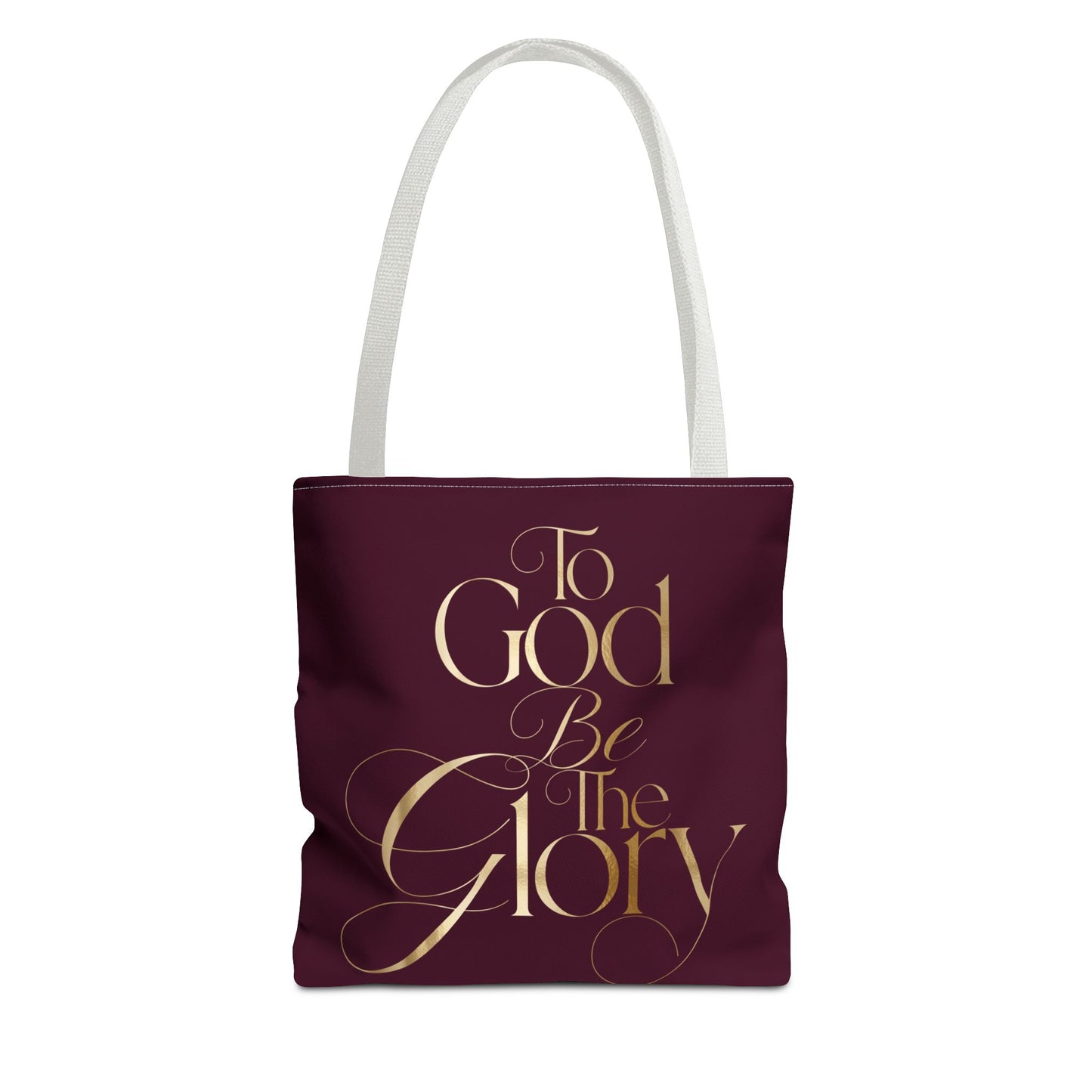 To God Be The Glory Burgundy Tote Bag — Inspirational Christian Scripture Tote