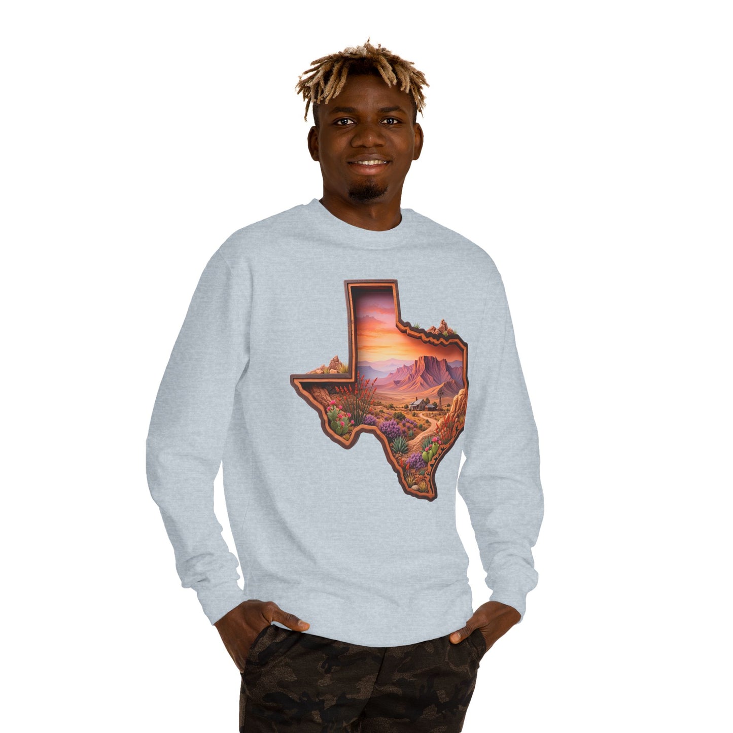 Texas Sunset Crewneck Sweatshirt — Scenic Lone Star State Landscape