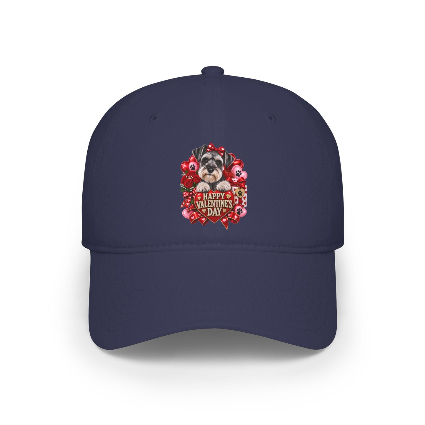 Valentine's Day Puppy Heart Cap – 'Happy Valentine's Day' Low Profile Baseball Hat