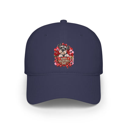 Valentine's Day Puppy Heart Cap – 'Happy Valentine's Day' Low Profile Baseball Hat