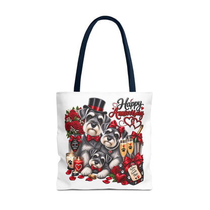 Anniversary Schnauzer Tote Bag — "Happy Anniversary" Romantic Floral Gift