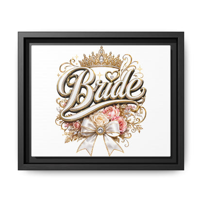 Framed Bride Canvas Wall Art — Elegant Bridal Crown & Floral Wedding Decor