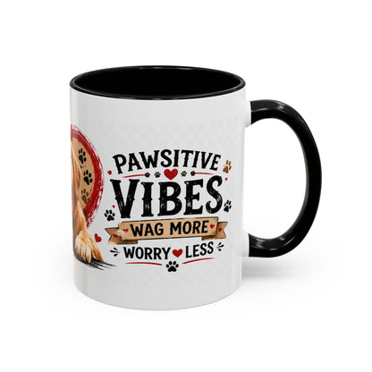 Pawsitive Vibes Coffee Mug - "Wag More, Worry Less" Dog Lover Accent Mug