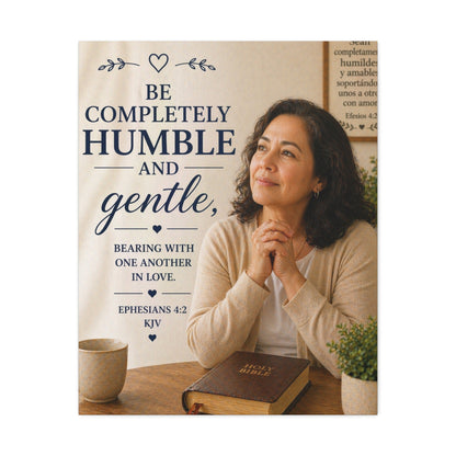 Canvas Wall Art — "Be Completely Humble and Gentle" Biblical Scripture (Ephesians 4:2)