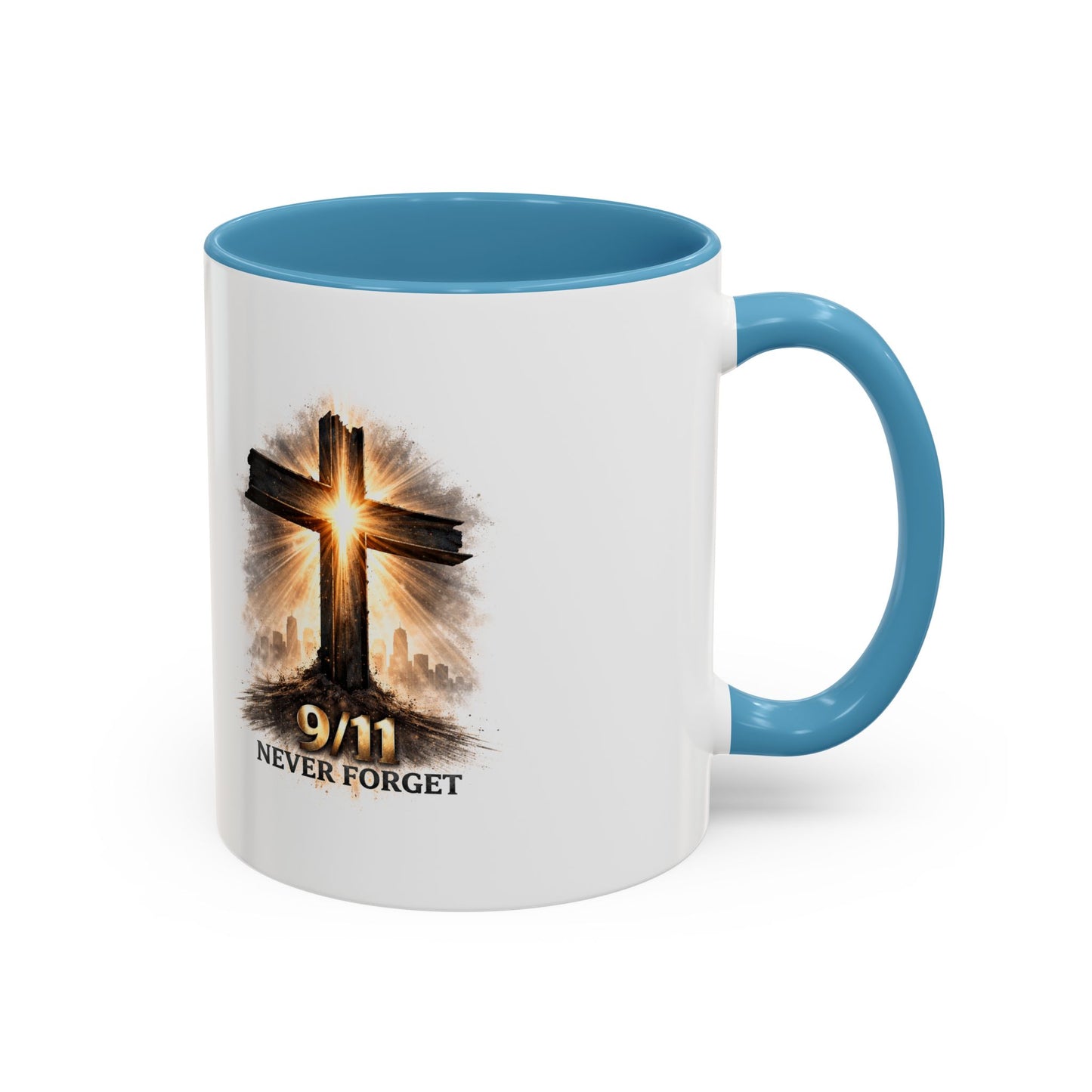 9/11 Never Forget Coffee Mug — Religious Memorial Accent Mug