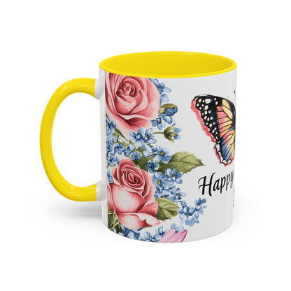 Mother's Day Butterfly Floral Accent Coffee Mug – "Happy Mother's Day"