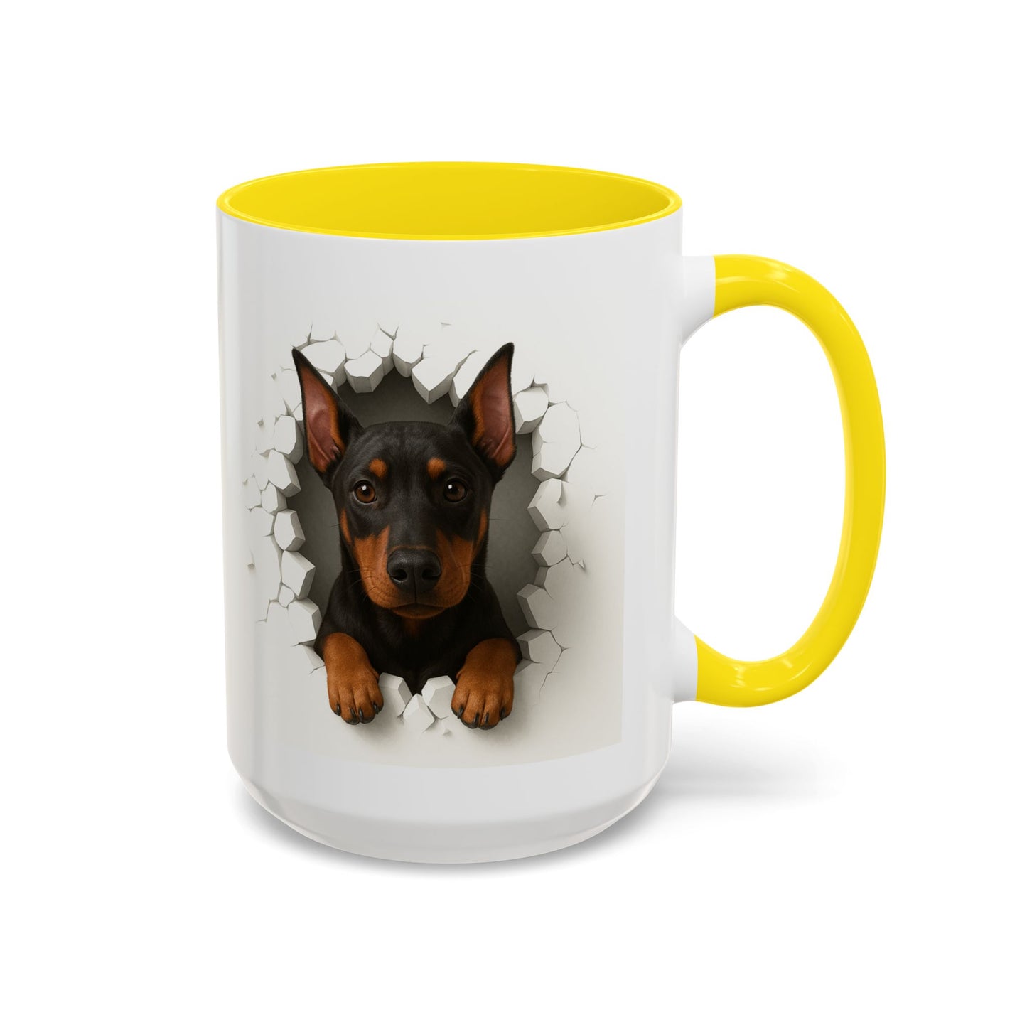 Doberman Peekaboo Accent Coffee Mug – Cute Dog Lover Gift (11/15oz)