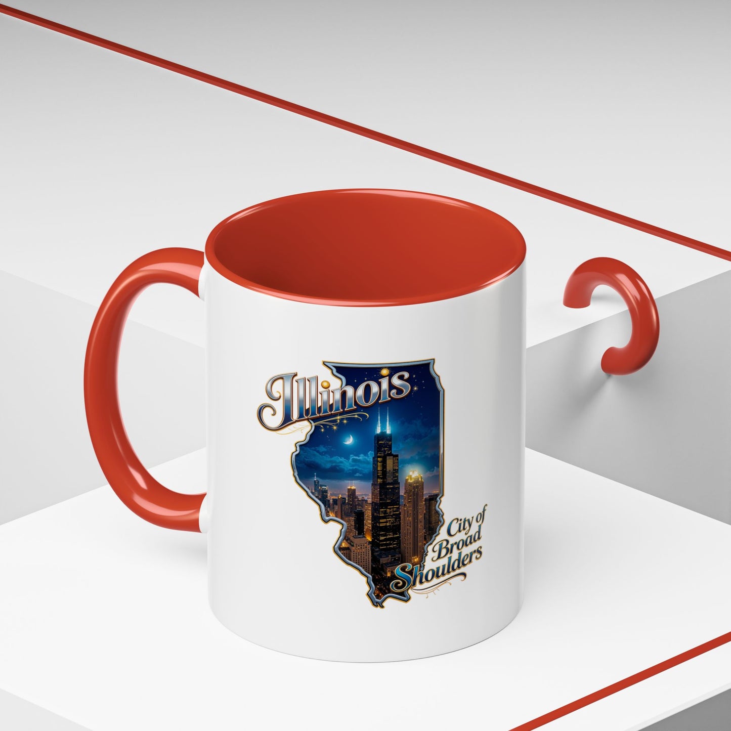Illinois Skyline Accent Coffee Mug – City of Broad Shoulders Chicago Design (11/15oz)