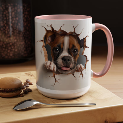 Boxer Puppy Peeking Coffee Mug — Cute Dog 11/15oz Accent Mug