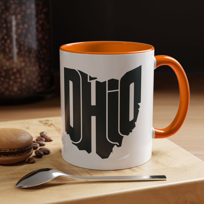 Ohio State Outline Accent Coffee Mug – Black Handle & Interior