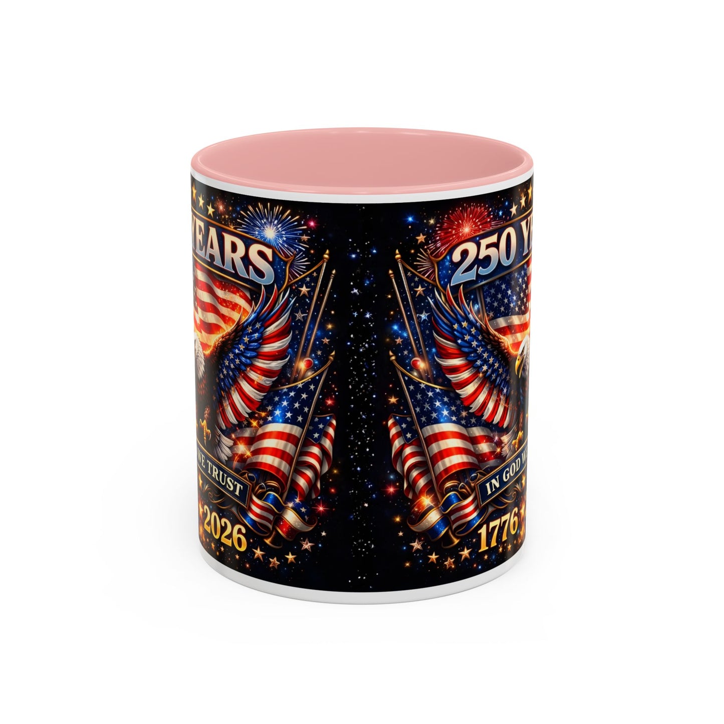 250 Years 1776–2026 Eagle American Flag Accent Coffee Mug — Patriotic Independence Day Gift (11/15oz)