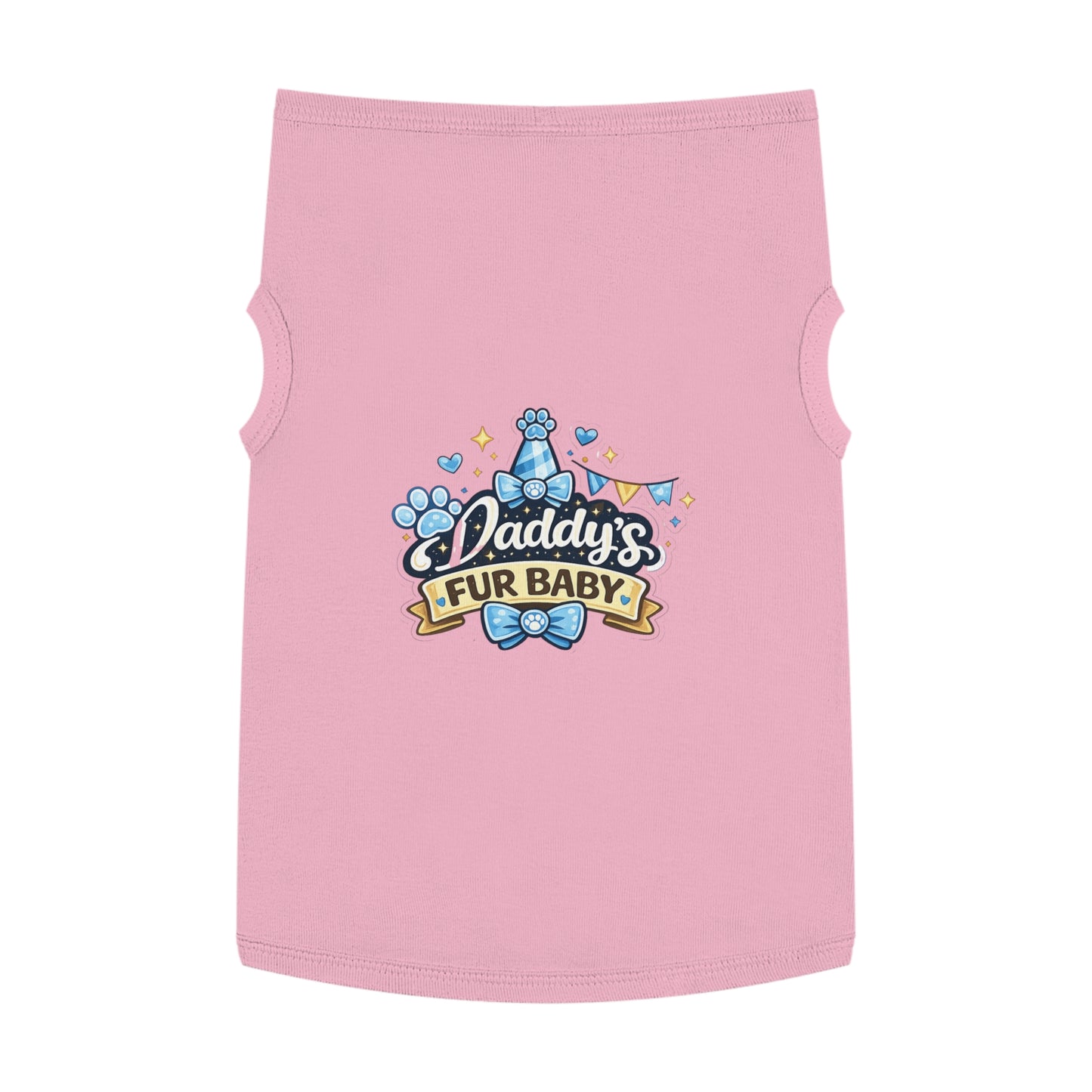 Pet Tank — "Daddy's Fur Baby" Blue Bow Paw Print Dog Tank Top