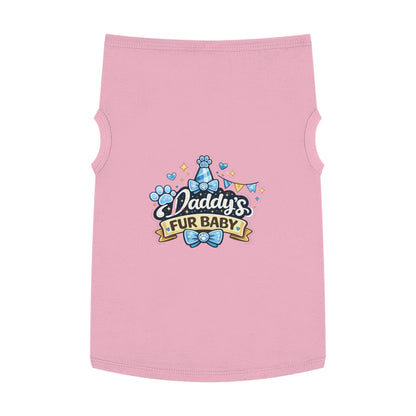 Pet Tank — "Daddy's Fur Baby" Blue Bow Paw Print Dog Tank Top
