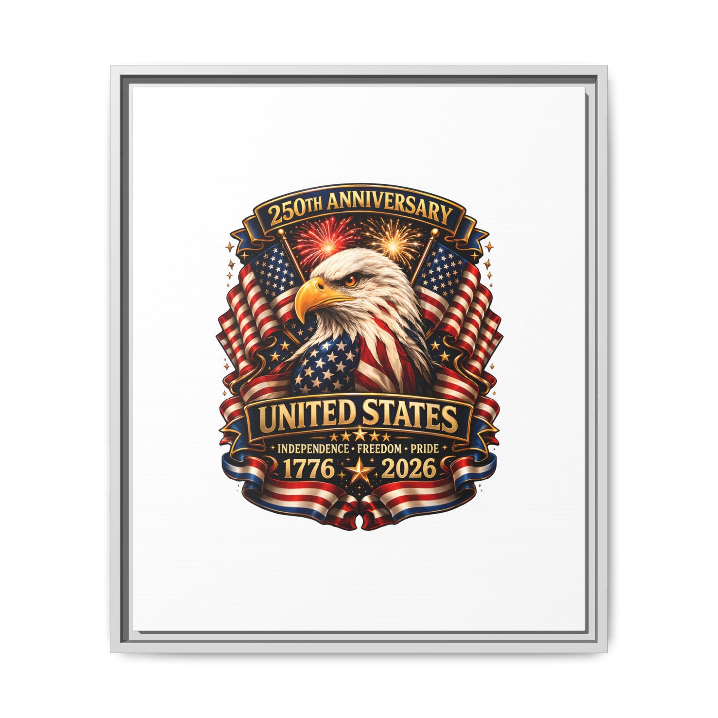 Patriotic Eagle 250th Anniversary Framed Canvas Print — United States 1776–2026