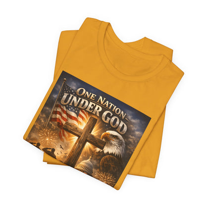 One Nation Under God T-Shirt — 250 Years of Faith Patriotic Christian Tee
