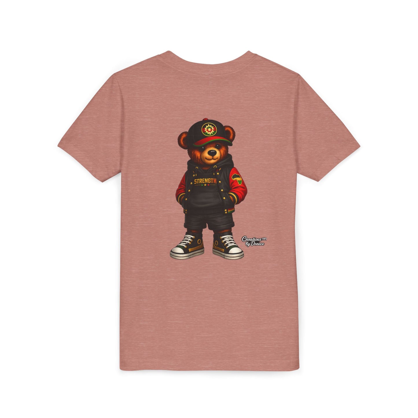 Kids Teddy Bear Streetwear Tee — 'Strength' Graphic Youth T-Shirt