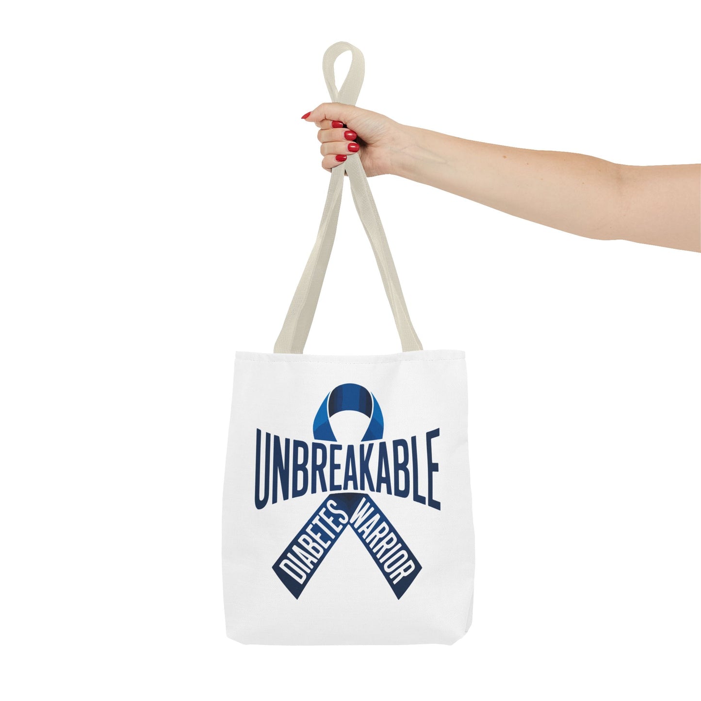 Diabetes Warrior Unbreakable Tote Bag – Blue Awareness Ribbon All-Over Print