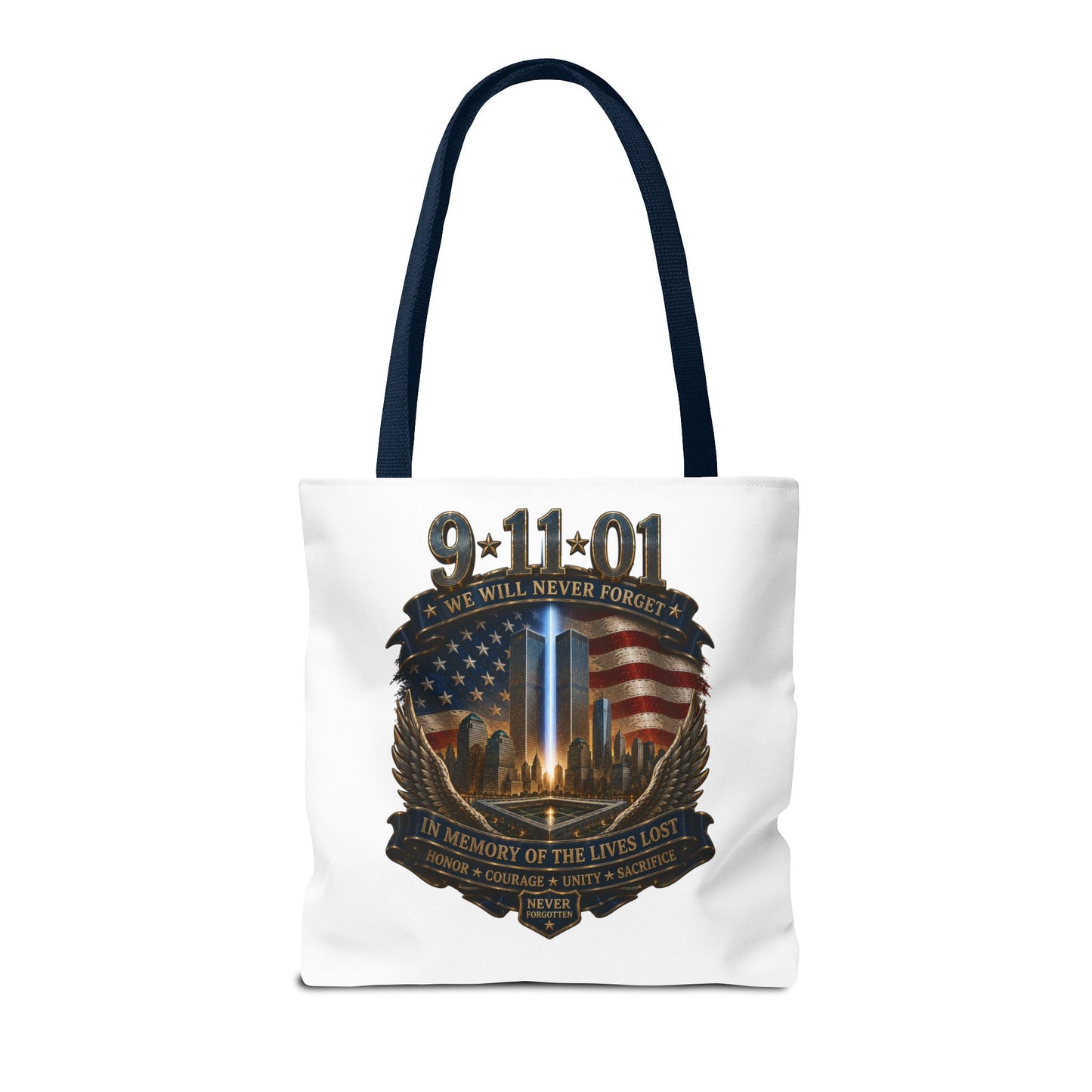 9·11 Memorial Tote Bag — We Will Never Forget Tribute Tote