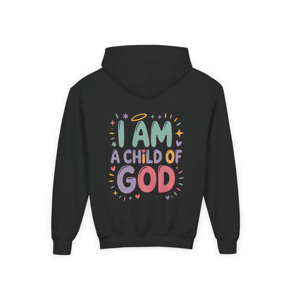 Youth Hoodie — "I Am a Child of God" Inspirational Kids Hooded Sweatshirt
