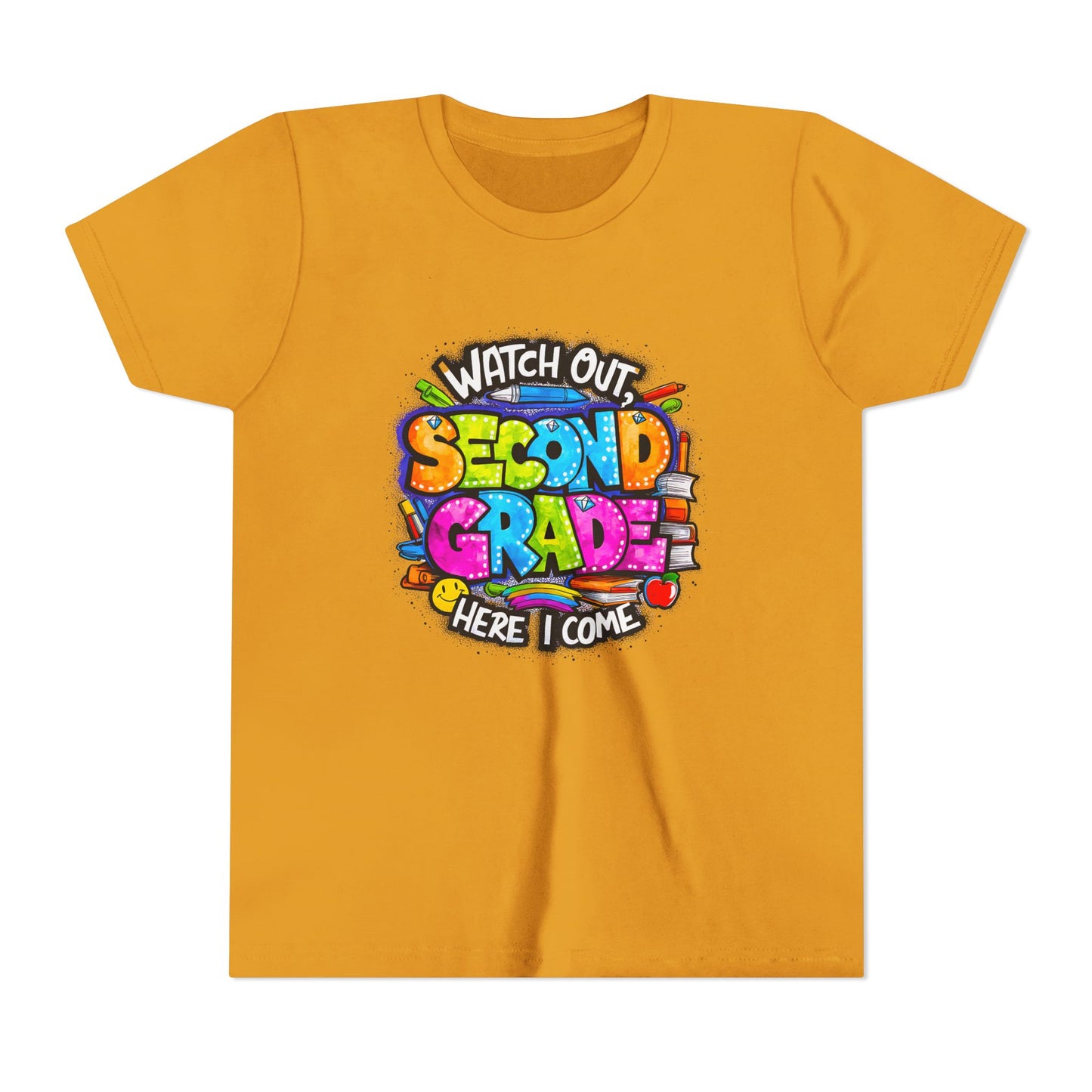 Second Grade Kids Tee - "Watch Out Second Grade Here I Come" Colorful Back-to-School Shirt