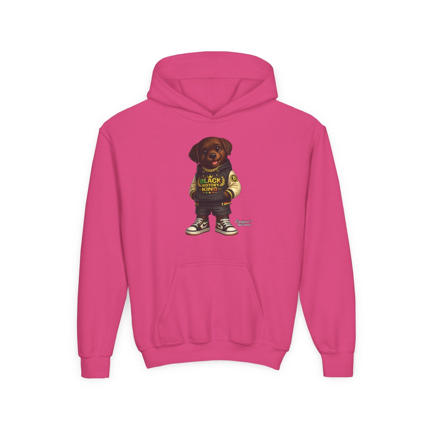 Youth Hoodie — 'Black History Kid' Puppy Graphic Sweatshirt