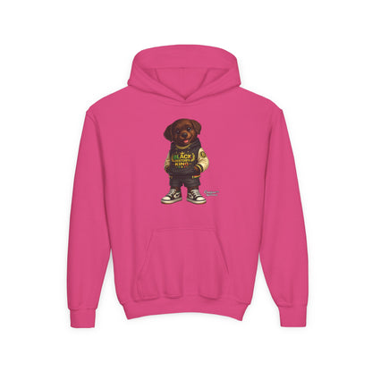 Youth Hoodie — 'Black History Kid' Puppy Graphic Sweatshirt