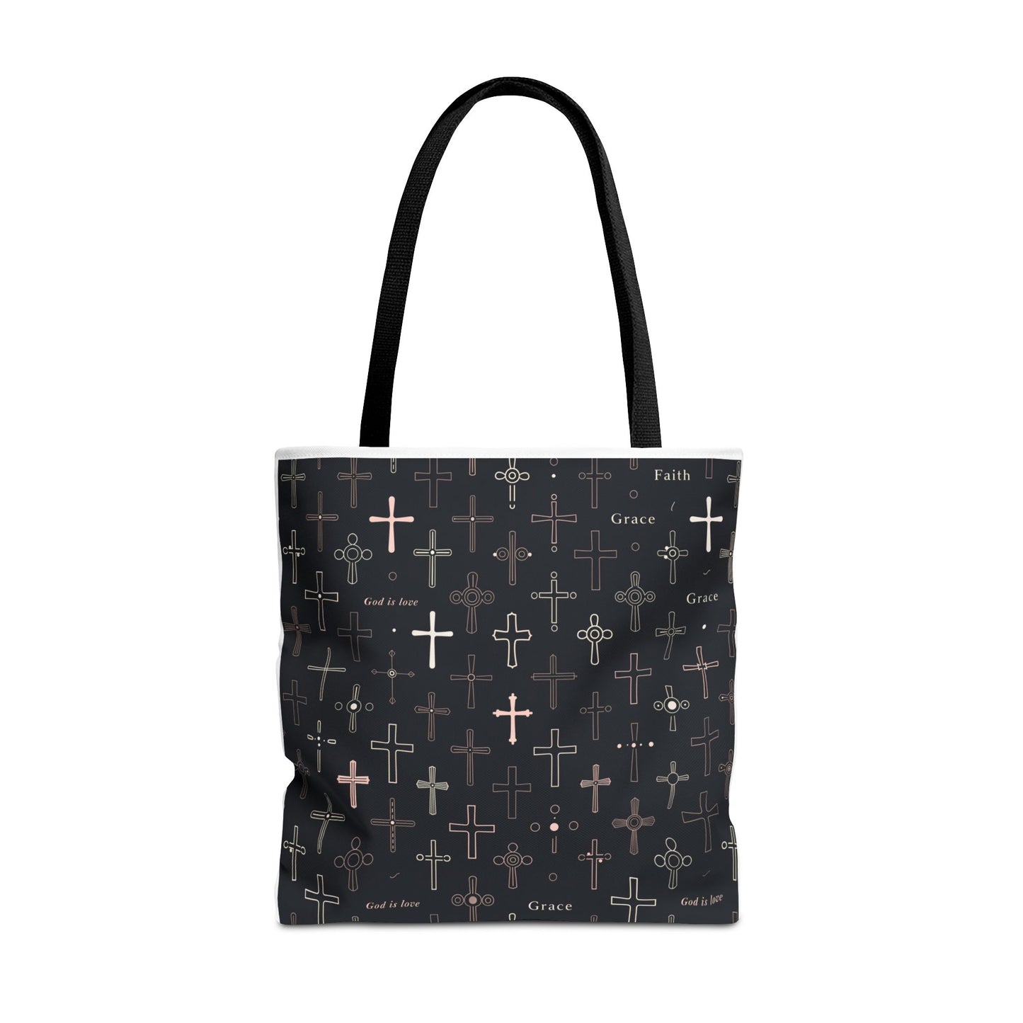 Cross Pattern Tote Bag — Faith & Grace Religious All-Over Print Tote