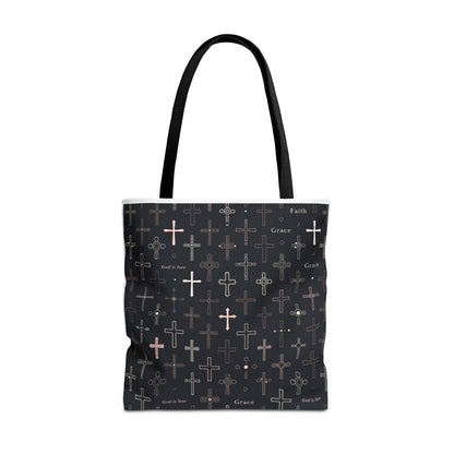 Cross Pattern Tote Bag — Faith & Grace Religious All-Over Print Tote