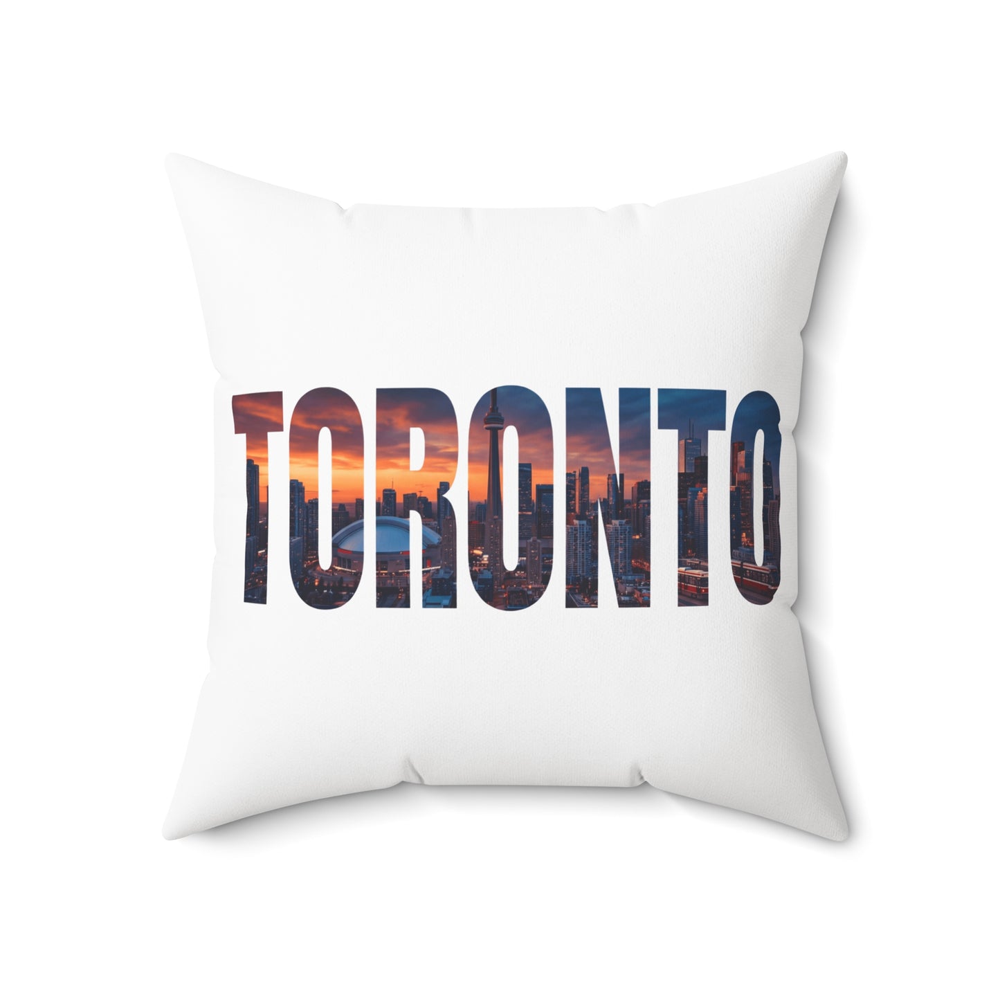 Toronto Skyline Throw Pillow — City Name Photo-Print Accent Pillow