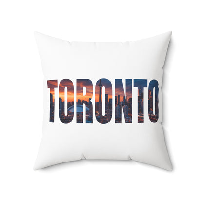 Toronto Skyline Throw Pillow — City Name Photo-Print Accent Pillow