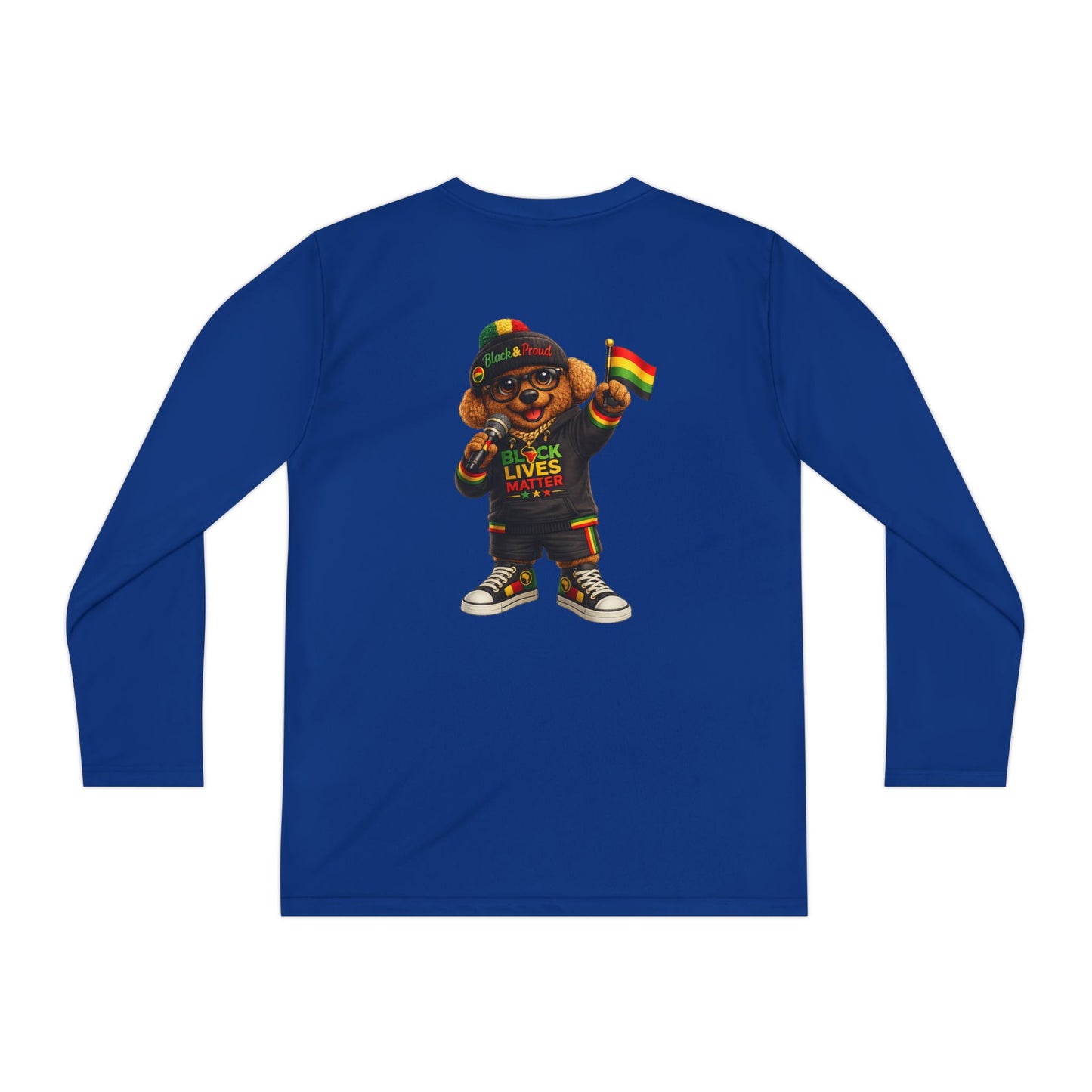 Youth Long Sleeve Tee — Black Lives Matter Kid Graphic with Rasta Flag