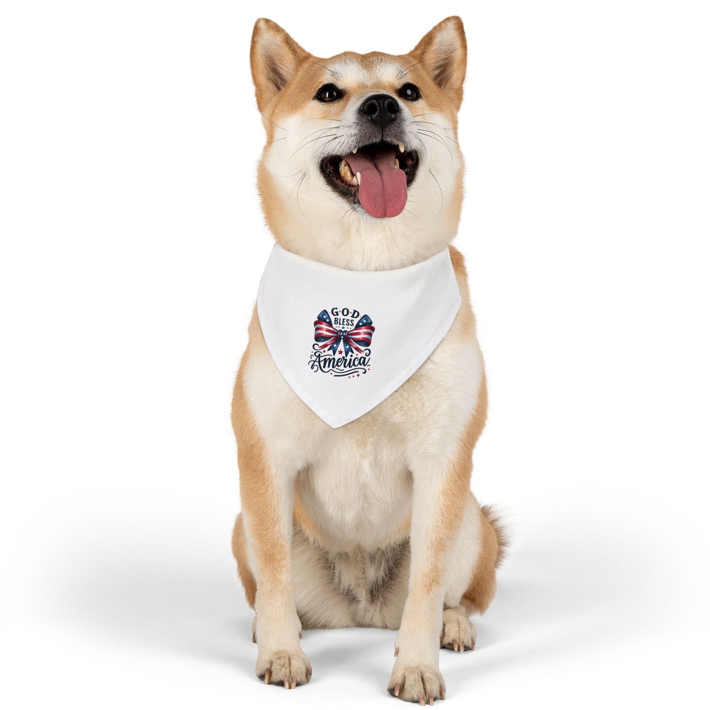 Patriotic Pet Bandana Collar - "God Bless America" Flag Bow Design