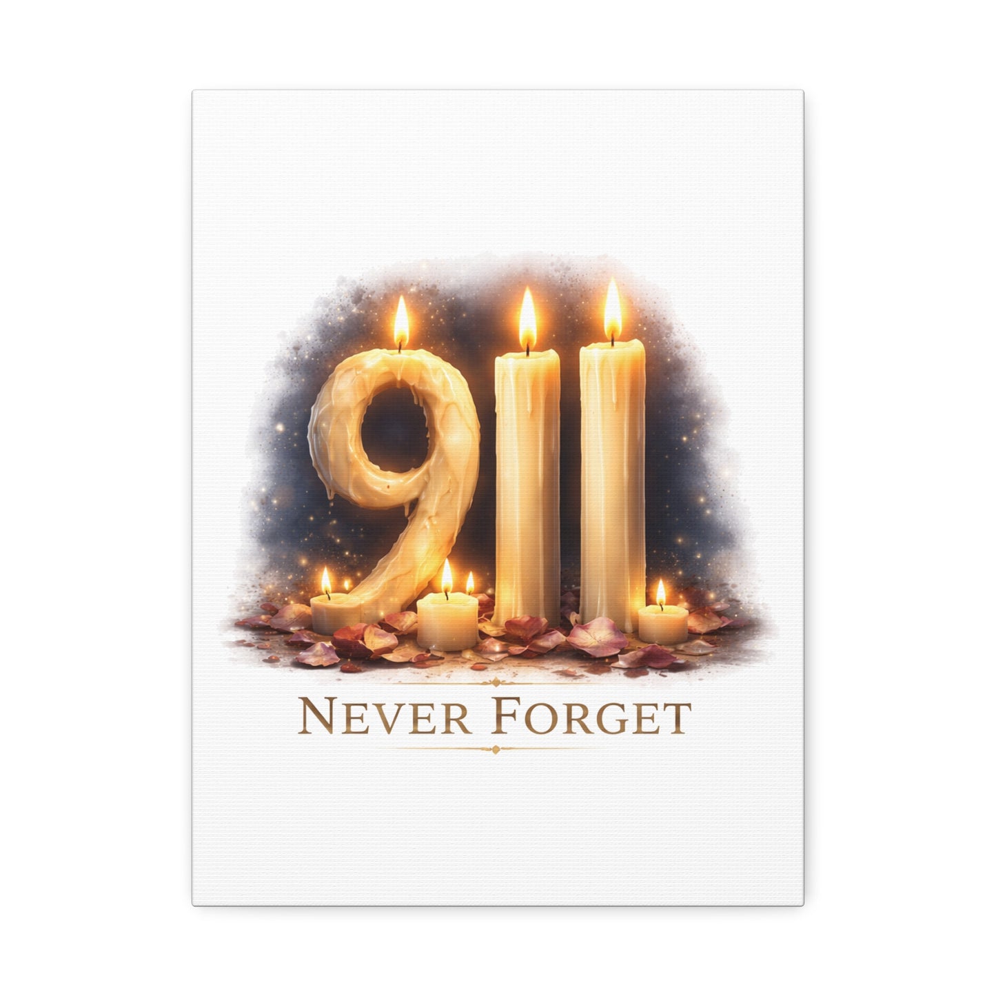 9/11 Never Forget Candle Memorial Stretched Canvas