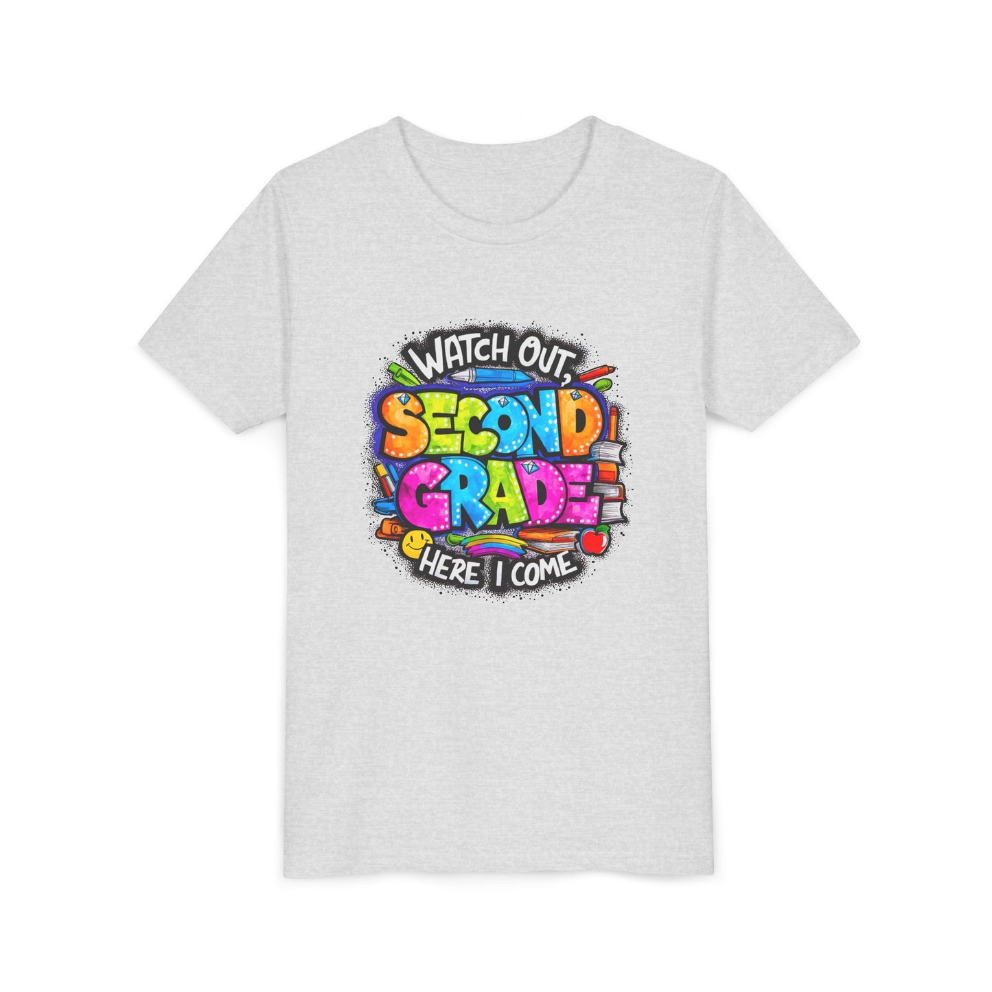 Second Grade Kids Tee - "Watch Out Second Grade Here I Come" Colorful Back-to-School Shirt
