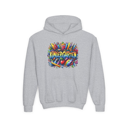 Kindergarten Kids Hoodie — Colorful School Supplies Back-to-School Sweatshirt
