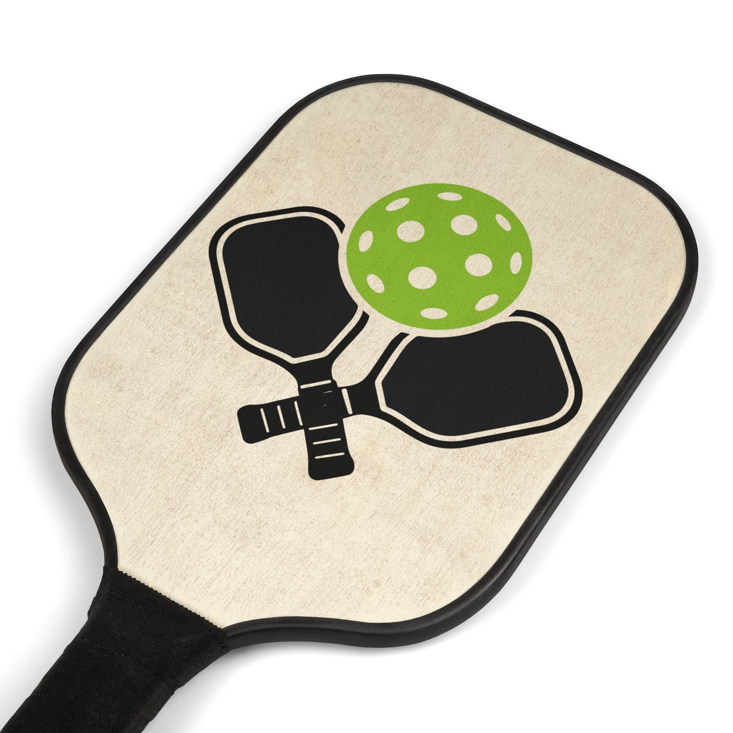 Pickleball Paddle Set — Retro Crossed Paddles & Green Dimple Ball Kit
