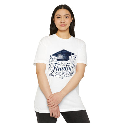 Finally! Graduation T-Shirt — Cap & Script Celebration Tee