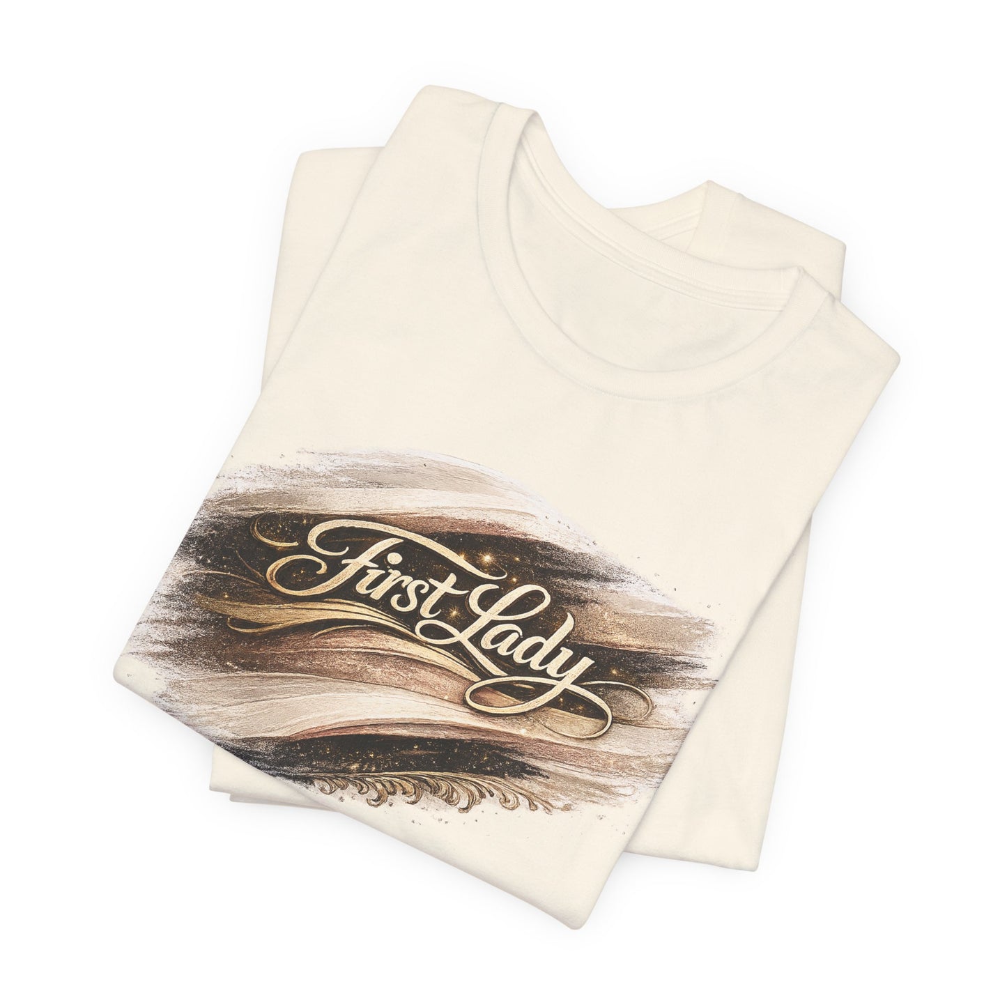 First Lady Brushstroke Tee — Elegant Script Graphic T‑Shirt