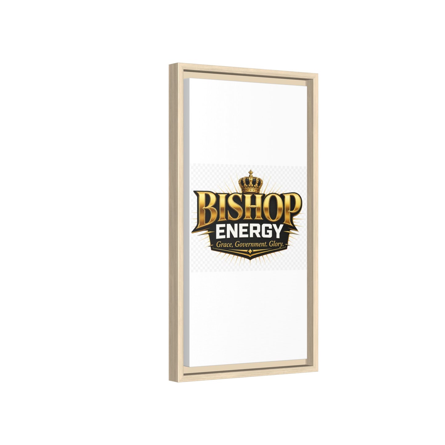 Framed Canvas Art - "Bishop Energy" Gold Crown Logo (Matte)
