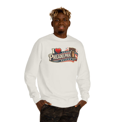 I  Philadelphia Crewneck Sweatshirt — Liberty Bell Retro City Pride