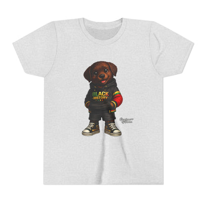 Youth Tee — Cute Puppy 'Black History' Graphic Shirt