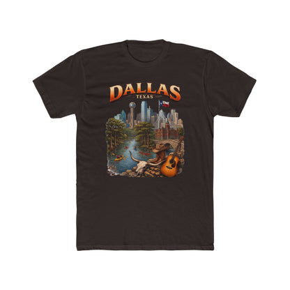 Dallas Skyline Graphic Tee — Retro Cityscape with Guitar