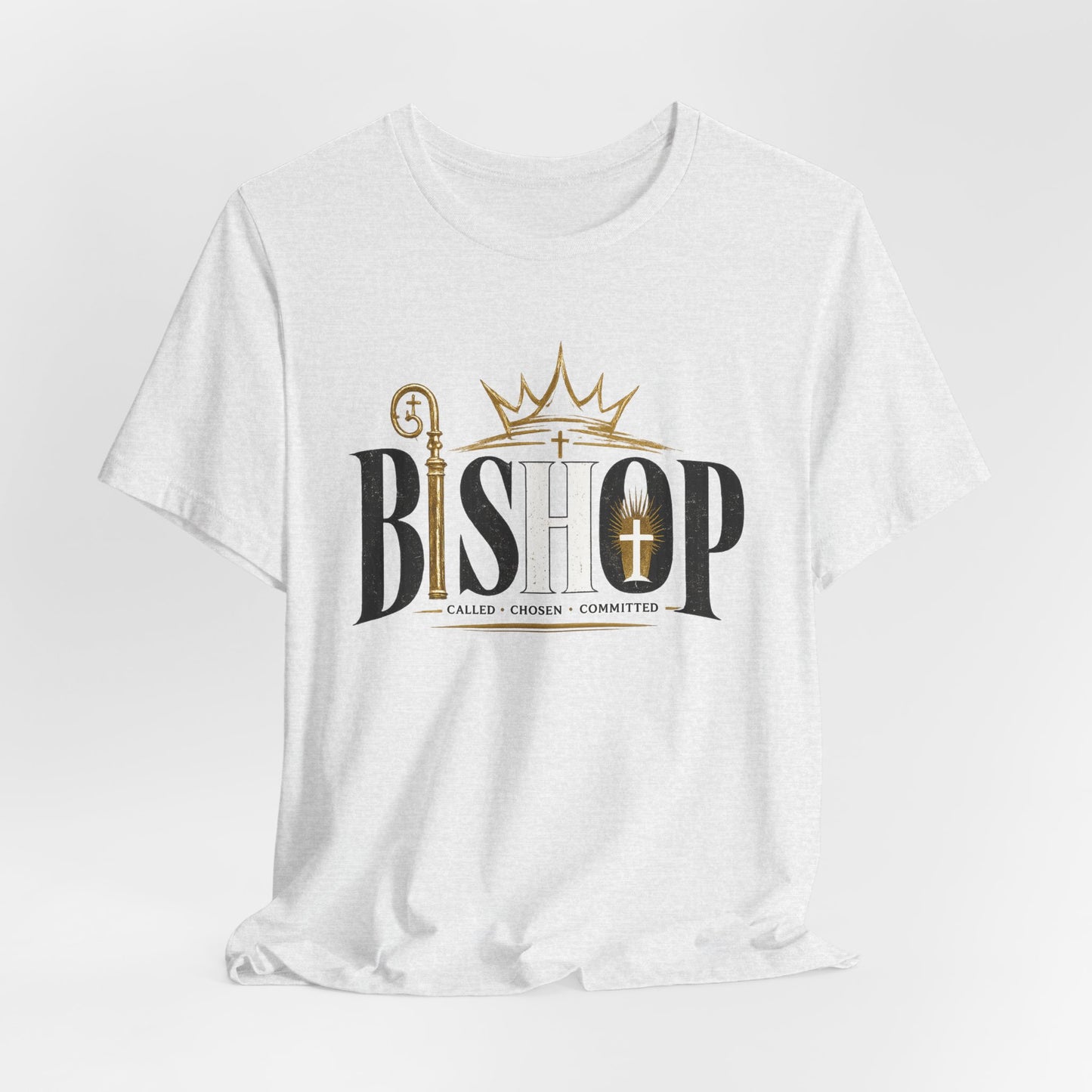 Bishop Graphic Tee — 'BISHOP' Crown & Crosier Church Leadership Shirt