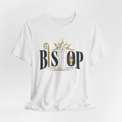Bishop Graphic Tee — 'BISHOP' Crown & Crosier Church Leadership Shirt
