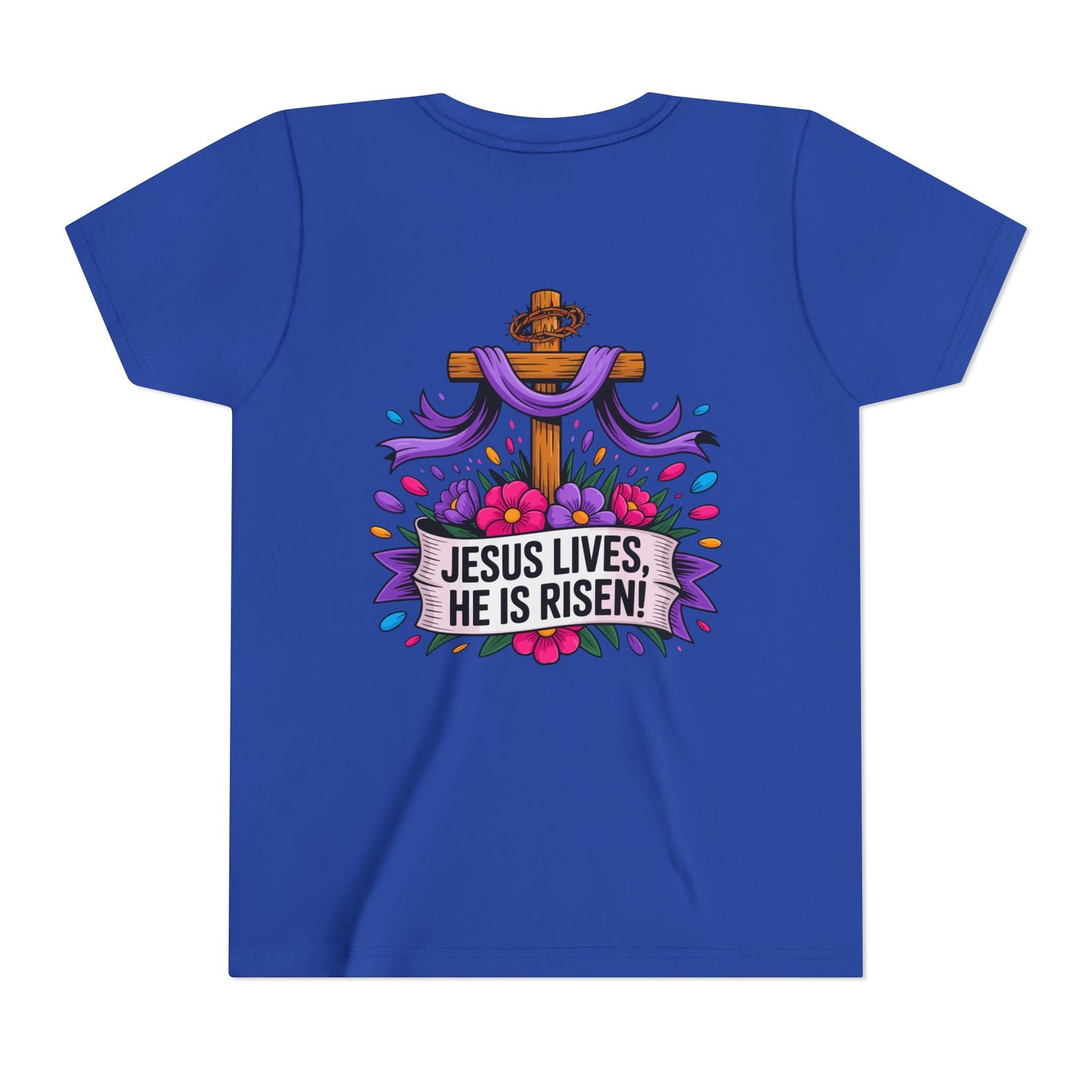 Youth Tee — "Jesus Lives, He Is Risen!" Easter Christian Tee