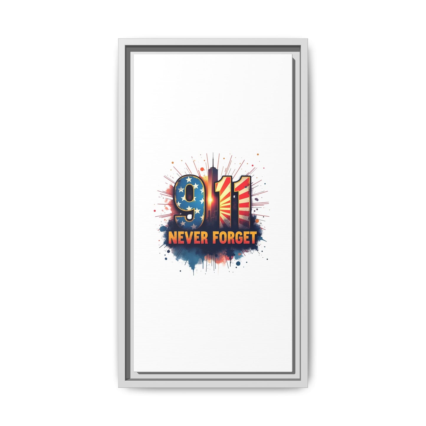 Framed Canvas Wall Art — “9·11 Never Forget” Memorial Print