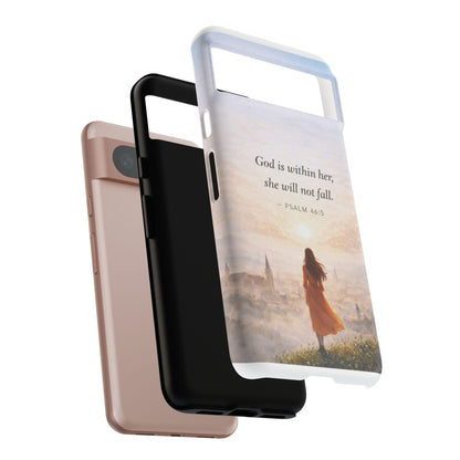 Inspirational Psalm 46:5 Phone Case — 'God is within her, she will not fall' Christian Phone Cover